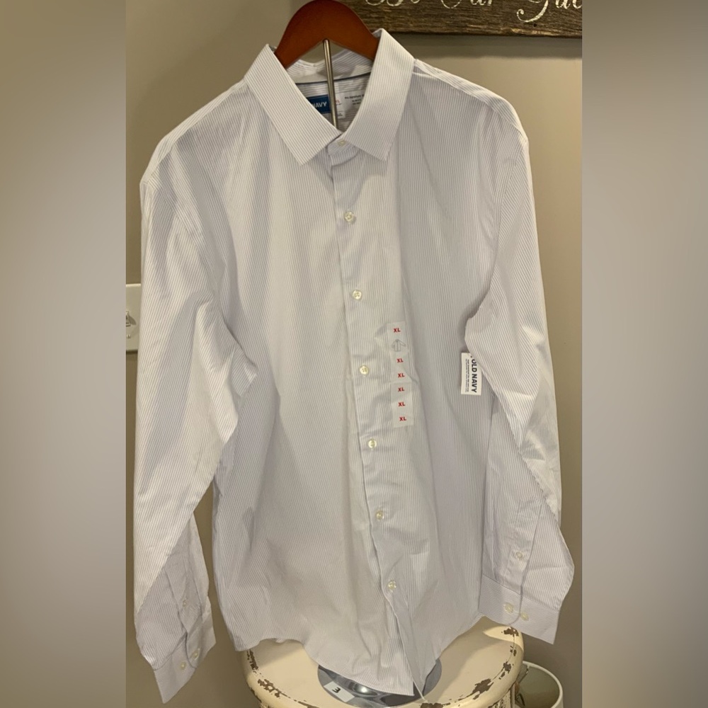 Old Navy Men's Light Blue Striped Dress Shirt